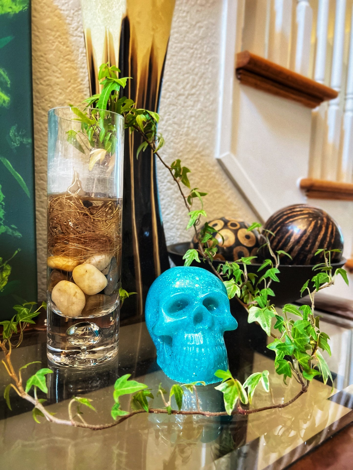 Resin Skull - Smooth glitter with glow